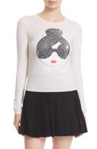 Women's Alice + Olivia 'stace Face Peekaboo' Two-way Sequin Applique Sweater