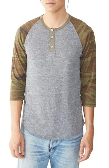 Men's Alternative Three Quarter Sleeve Raglan Henley