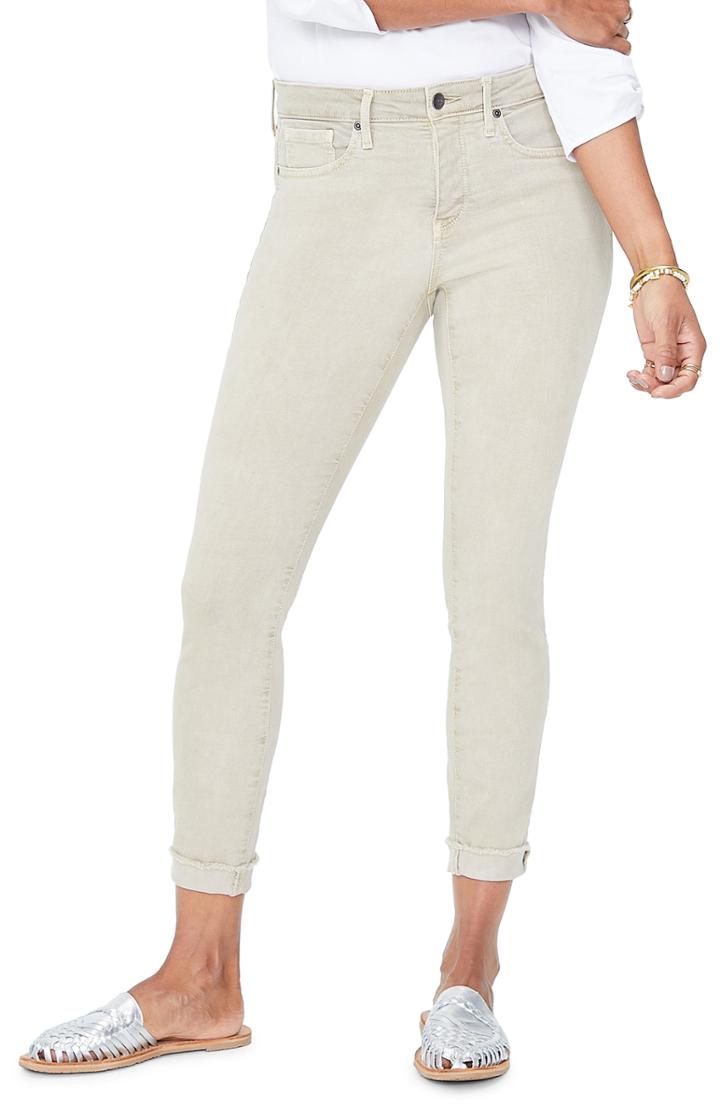 Women's Nydj Ami Cuffed Ankle Skinny Jeans - Beige
