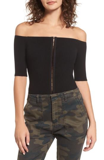 Women's Afrm Margo Off The Shoulder Bodysuit - Black