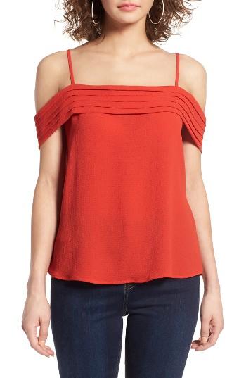 Women's Bp. Pleated Cold Shoulder Top, Size - Red
