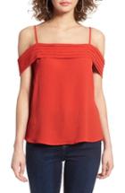 Women's Bp. Pleated Cold Shoulder Top, Size - Red