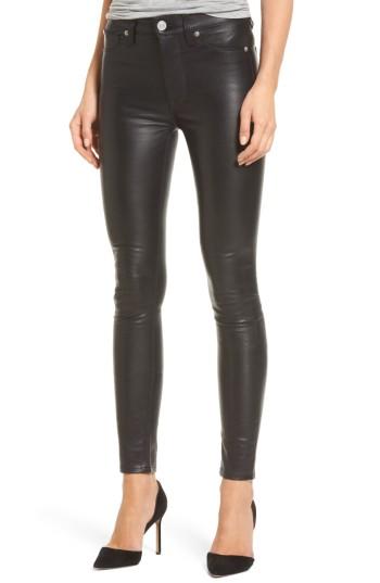 Women's Hudson Jeans Barbara High Waist Ankle Skinny Leather Pants - Black