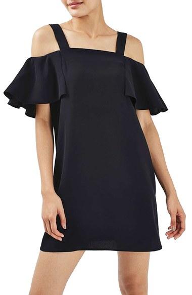 Women's Topshop Cold Shoulder Shift Dress Us (fits Like 0) - Blue