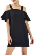 Women's Topshop Cold Shoulder Shift Dress Us (fits Like 0) - Blue