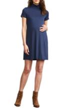 Women's Maternal America Maternity Turtleneck Dress - Blue