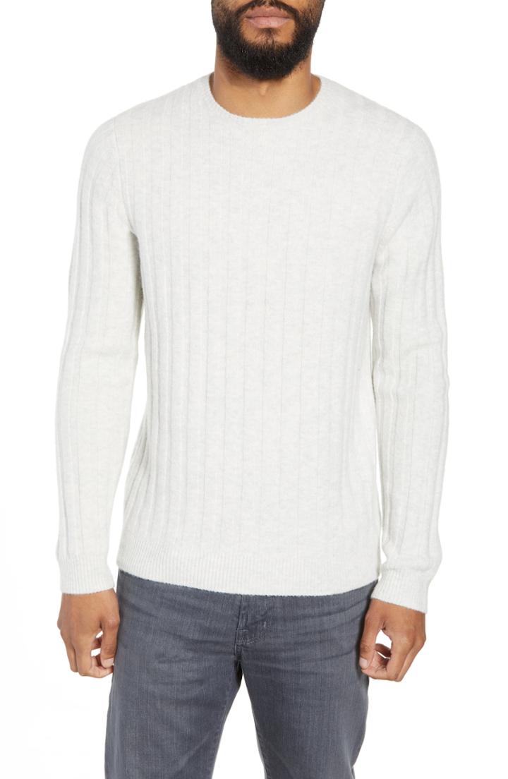 Men's Calibrate Rib Crewneck Sweater, Size - Grey