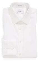 Men's John W. Nordstrom Trim Fit Non-iron Houndstooth Dress Shirt 34/35 - White