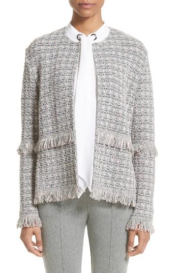Women's St. John Collection Textural Powder Tweed Jacket - Grey