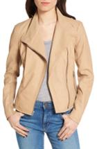 Women's Andrew Marc Felicia Asymmetrical Zip Leather Jacket - Beige