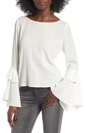 Women's Sun & Shadow Ruffle Bell Sleeve Blouse