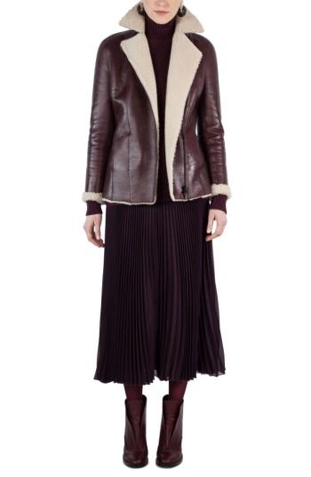 Women's Akris Punto Genuine Shearling Jacket - Burgundy
