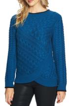 Women's Cece Double Layer Cable Stitch Sweater, Size - Blue