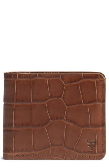 Men's Trask 'jackson' Slimfold Embossed Leather Wallet - Brown