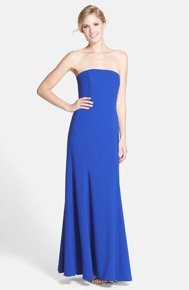 Women's Dessy Collection Strapless Crepe Trumpet Gown - Blue