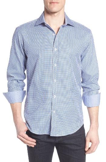 Men's Bugatchi Shaped Fit Geo Sport Shirt