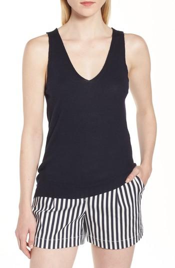 Women's Nordstrom Signature Cashmere Linen Tank - Blue
