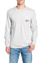 Men's Vineyard Vines Football Whale Long Sleeve Pocket T-shirt, Size - Grey