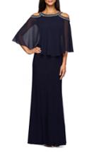 Women's Alex Evenings Cold Shoulder Popover Dress - Blue