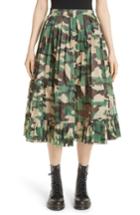Women's Junya Watanabe Pleated Camo Skirt - Green
