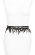 Women's Natasha Chain & Feather Stretch Belt - Black