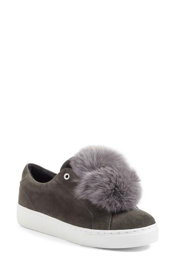 Women's Here / Now Heather Genuine Fox Fur Trim Sneaker .5 M - Grey