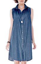 Women's Imanimo Button Down Maternity Shirtdress - Blue