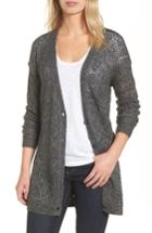 Women's Halogen Metallic Pointelle Cardigan - Grey