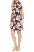 Women's Cece Floral Tie Neck Shift Dress - Black