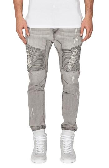 Men's Nxp Destroyer Moto Denim Jogger Pants - Grey