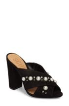 Women's Schutz Fera Embellished Cross Strap Mule .5 M - Black