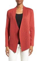 Women's Eileen Fisher Silk & Organic Cotton Angle Front Sweater Jacket, Size - Red