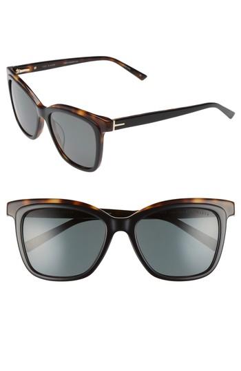 Women's Ted Baker London 54mm Polarized Cat Eye Sunglasses - Black Tortoise