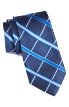Men's Nordstrom Men's Shop Herringbone Plaid Silk Tie, Size - Blue