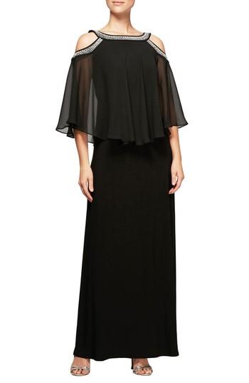 Women's Alex Evenings Cold Shoulder Popover Dress - Black