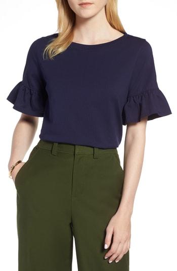 Women's 1901 Ruffle Sleeve Top, Size - Blue