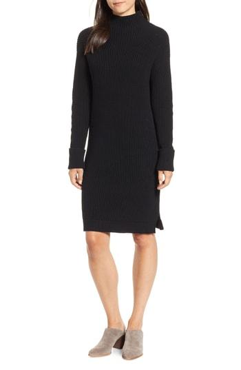 Women's Caslon Ribbed Sweater Dress - Black