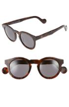 Women's Moncler 49mm Keyhole Sunglasses - Dark Havana/ Smoke