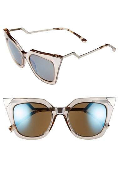Women's Fendi 52mm Cat Eye Sunglasses - Dove Grey