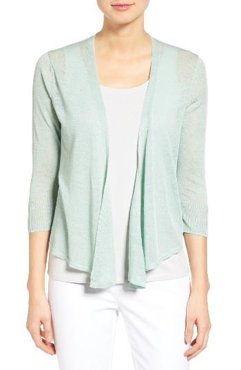 Petite Women's Nic+zoe '4-way' Convertible Three Quarter Sleeve Cardigan, Size P - Green