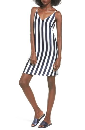 Women's Soprano Stripe Woven Shift Dress - Blue