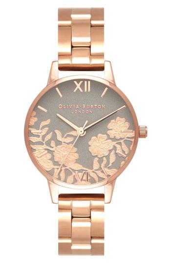 Women's Olivia Burton Lace Detail Bracelet Watch, 30mm