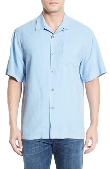 Men's Tommy Bahama 'catalina Twill' Original Fit Silk Camp Shirt - Blue
