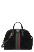Gucci Ophidia Suede Dome Satchel - Black