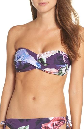 Women's La Blanca Floral Bandeau Bikini Top - Purple