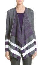 Women's St. John Collection Milano Knit Jacquard Drape Front Jacket, Size - Grey