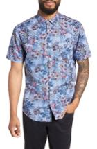 Men's Good Man Brand Slim Fit Villa Floral Print Sport Shirt - Blue