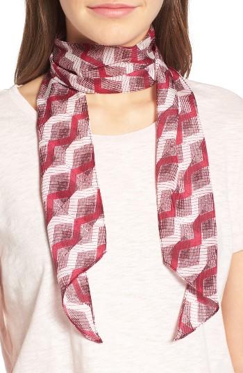 Women's Halogen Diamond Print Skinny Silk Scarf, Size - Pink