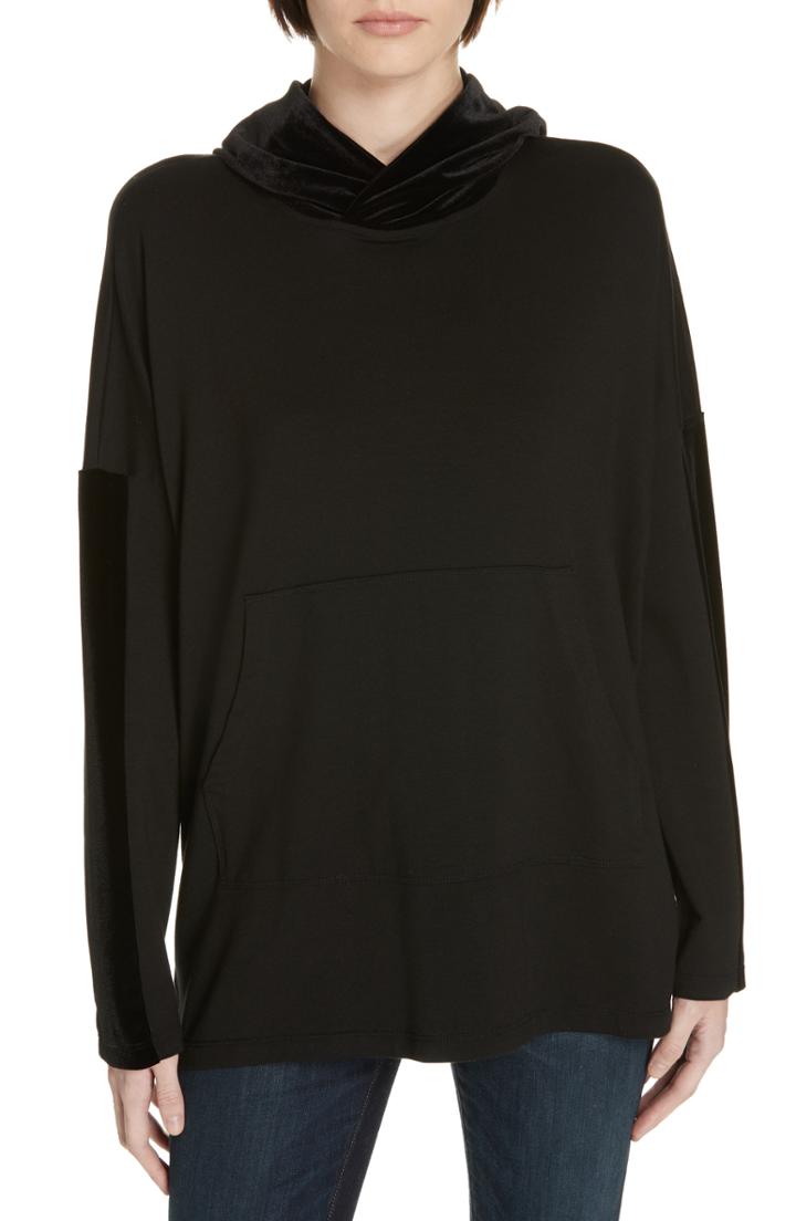 Petite Women's Eileen Fisher Hoodie, Size P - Black