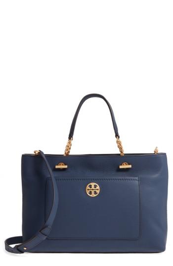 Tory Burch Chelsea Leather Satchel - Blue